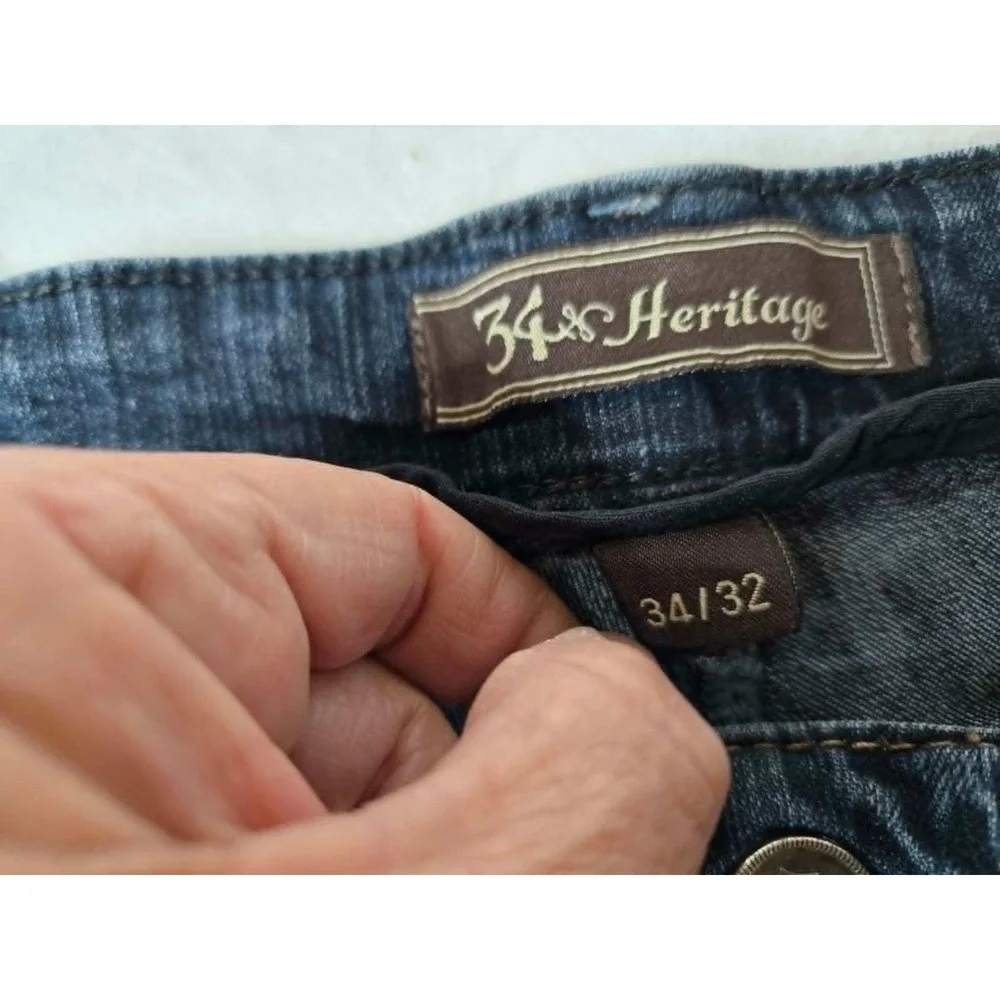 34 Heritage Courage Straight Leg Jeans Mens 34x32 Dark Wash Blue Denim Stretch